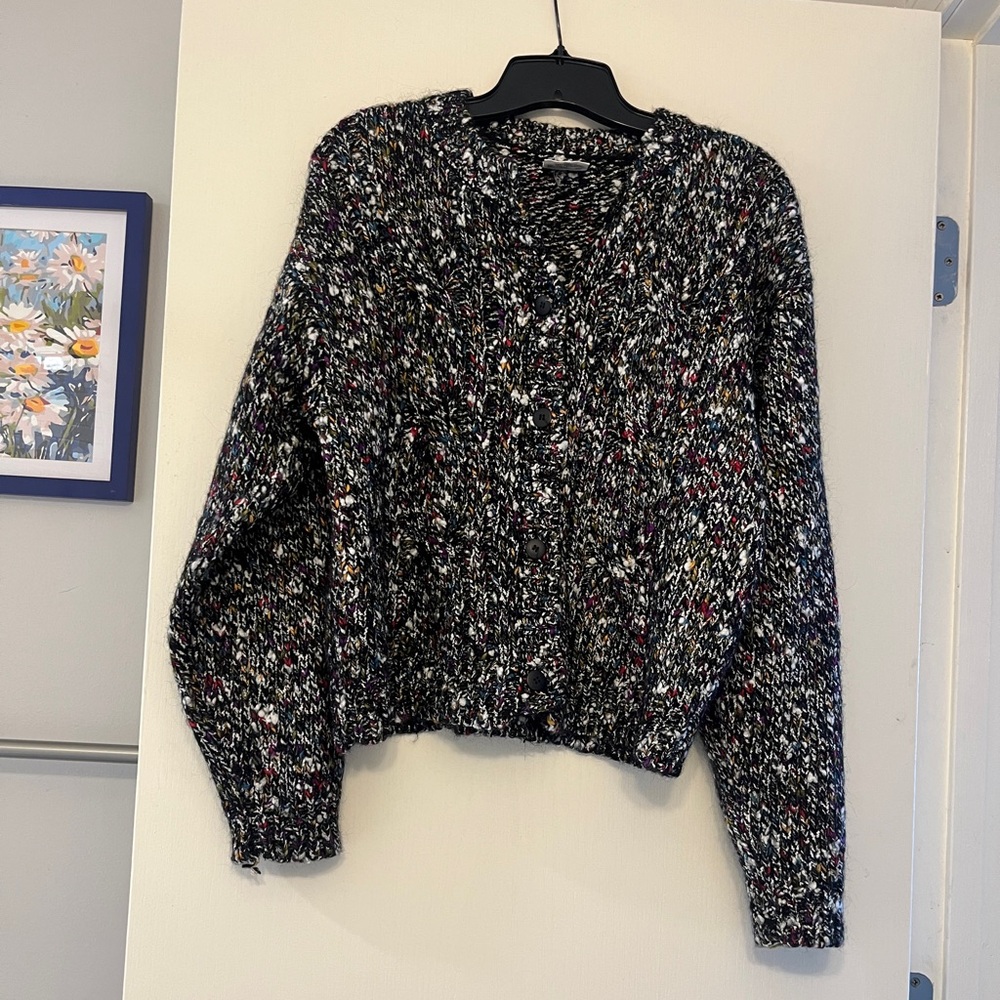 Vintage DD Sloane Wool Blend Multicolor Knit Cardigan Sz Large